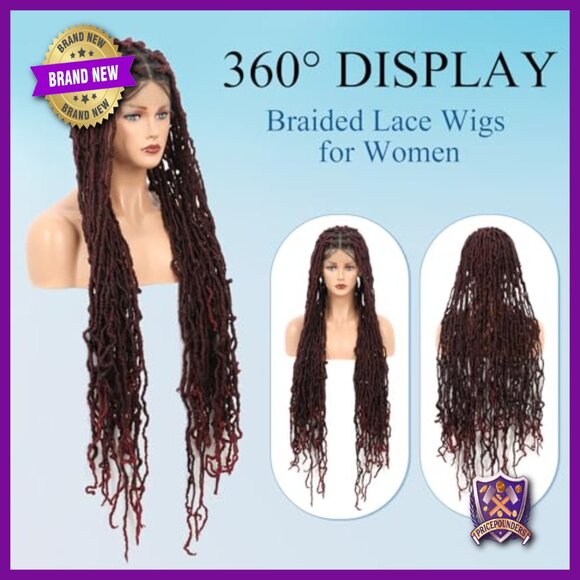 40 Inch Knotless Locs Braided Wig with Baby Hair, Double Lace Front main image 5